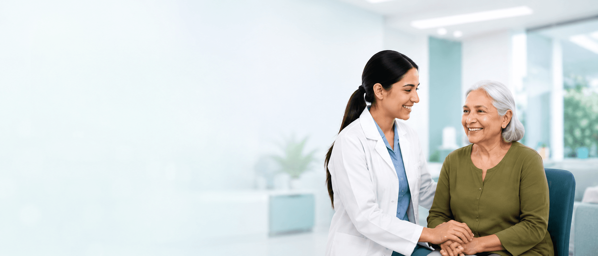 OnePLUS clinician speaking with a patient in a diagnostic centre